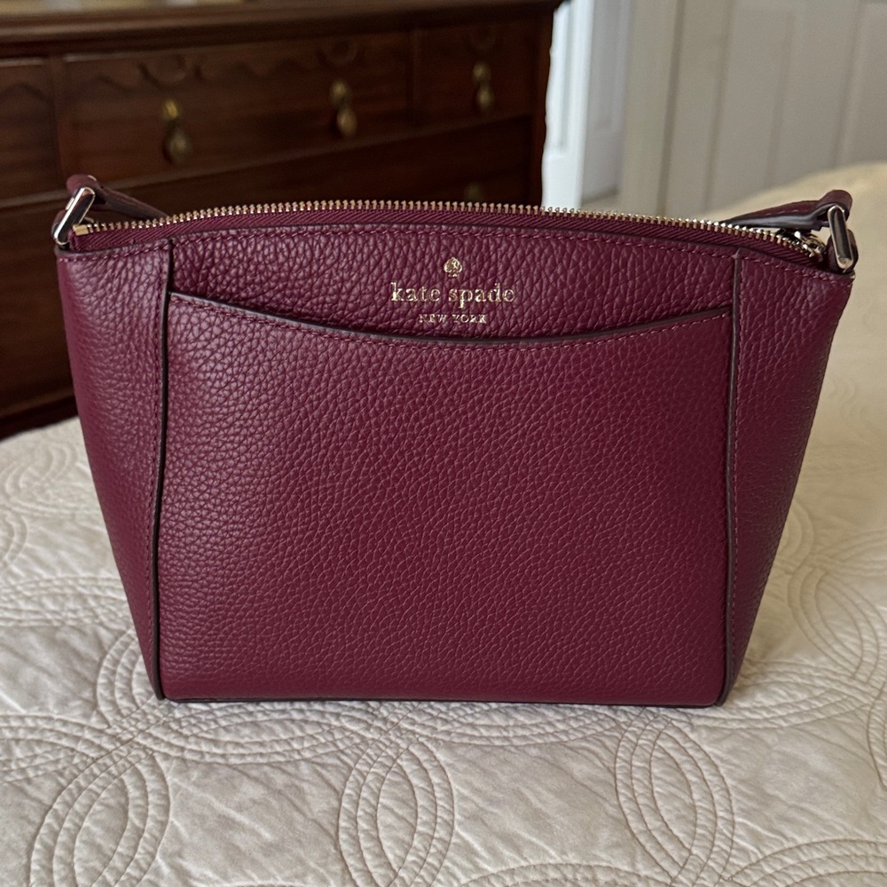 Kate Spade Deep Berry Pebbled Leather  Crossbody Bag NWT